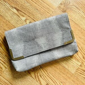 Faux leather gray clutch